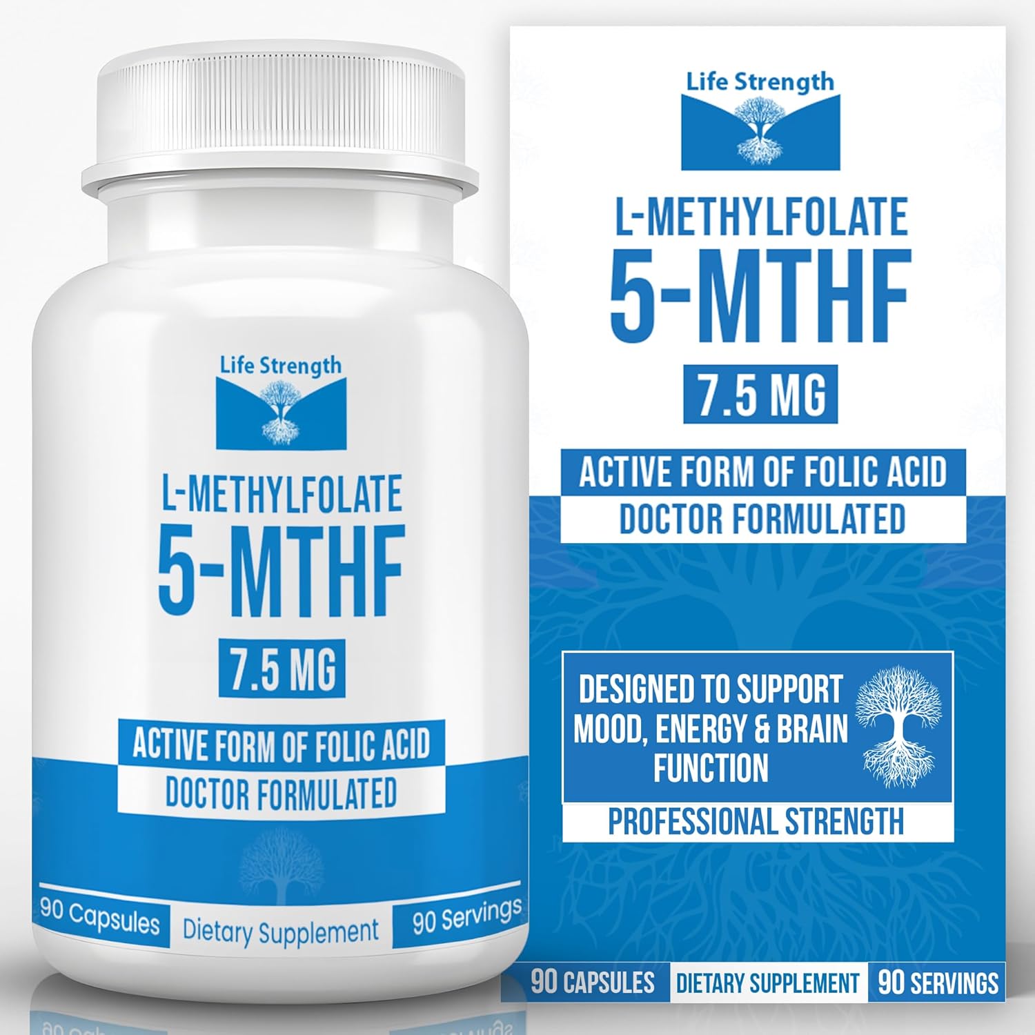 LifeStrength L-Methylfolate 7.5mg – 90 Capsules, Optimised & Highly Bioactive Methyl Folate Supplement - görsel 1