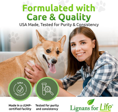 Lignans For Life Flaxseed Lignans for Dogs and People - Organic Flaxseed Supplement for Hormonal Support, 15mg, 90 Capsules