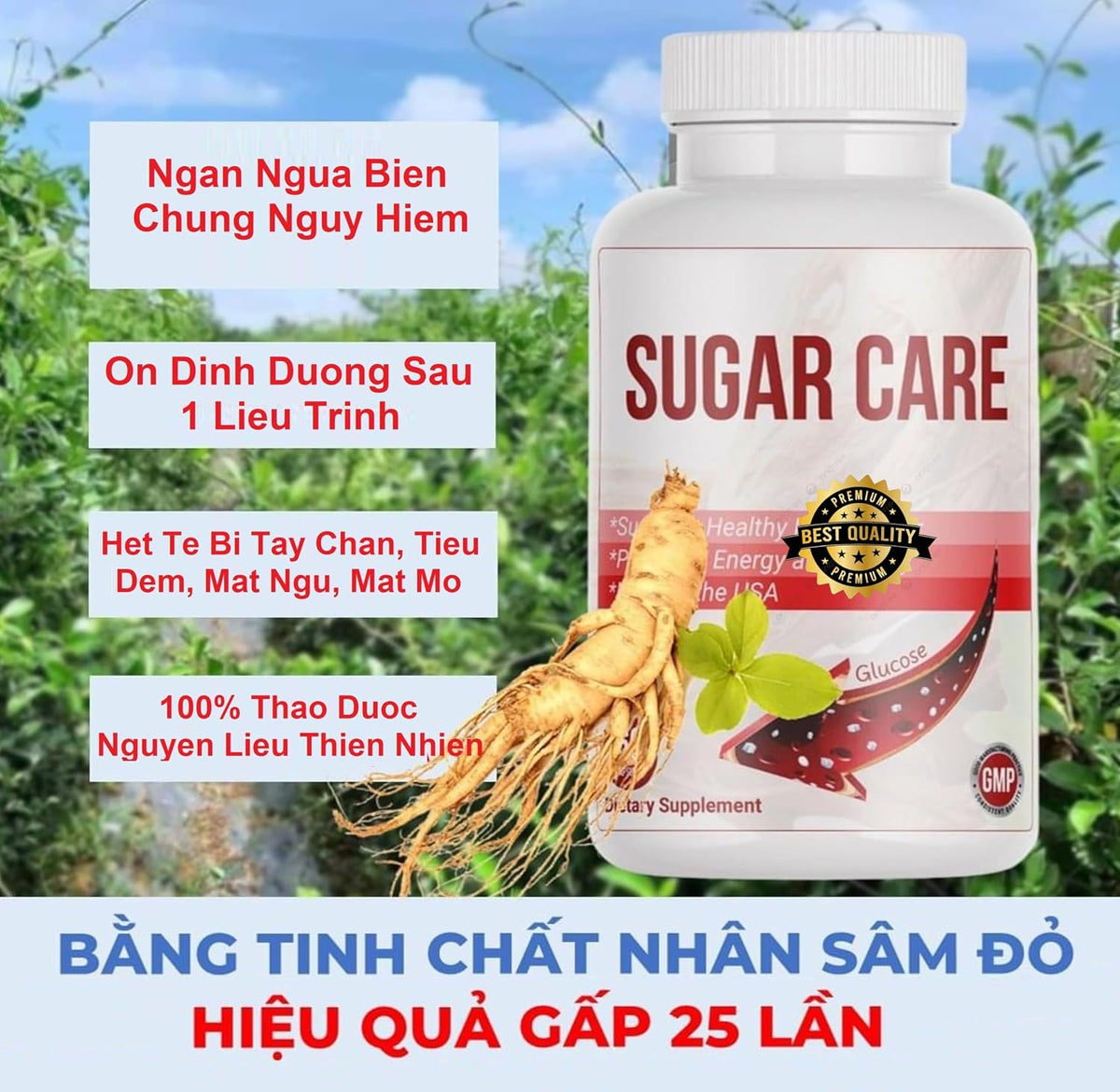 Generic Sugar Care Herbal Supplement with Red Ginseng, 3 Bottles - görsel 3