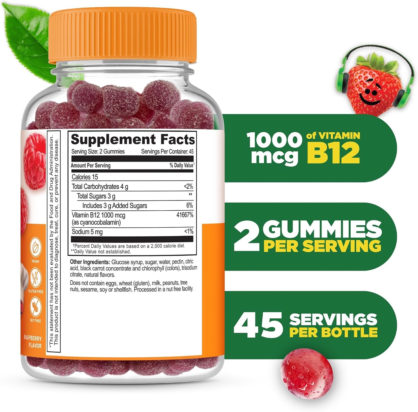 Lifeable Vitamin B12 Gummies for Children – 1000 mcg – Raspberry Flavour – 90 Count - görsel 2
