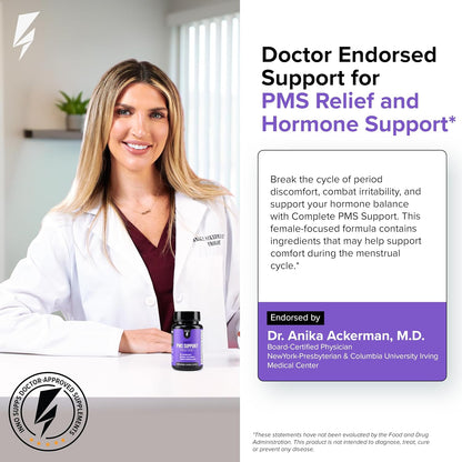 Inno Complete PMS Support - PMS Support Supplement for Women with Chasteberry, Vitamin B6 and Calcium for Menstrual Comfort, Cramp Relief, Mood Support and Cycle Balance (28 Capsules)