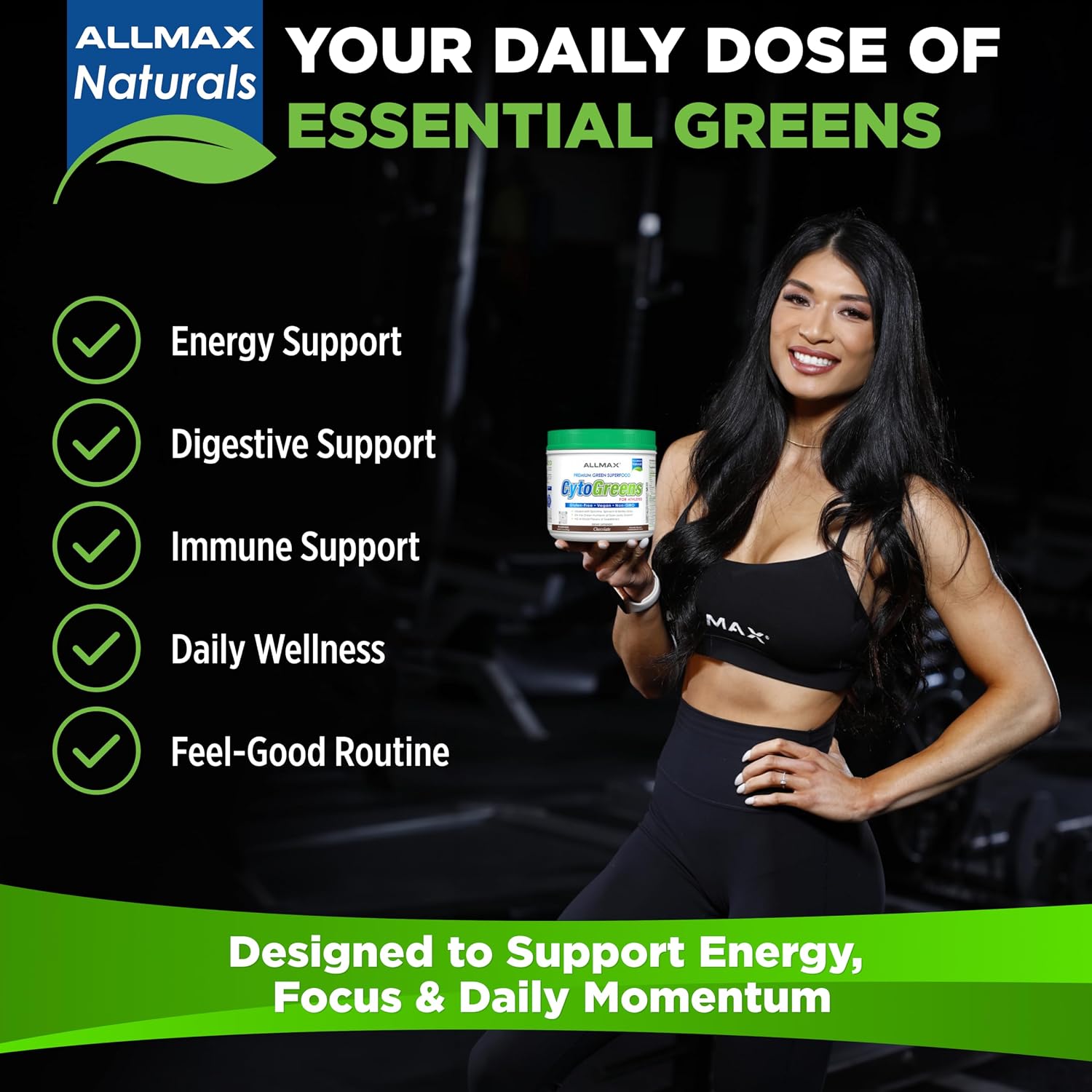 ALLMAX CytoGreens Super Greens Powder, Acai Berry Green Tea, 30 Servings - görsel 8