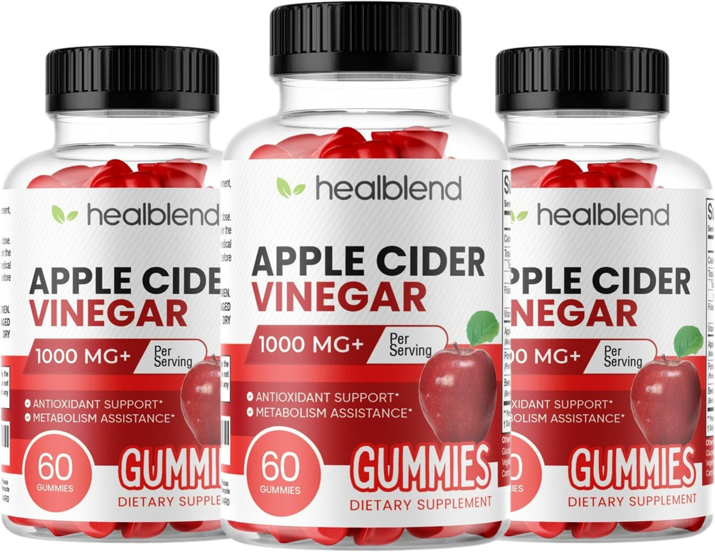 healblend Apple Cider Vinegar Gummies with Vitamin B12 - 120 Count (2 Pack) - görsel 9