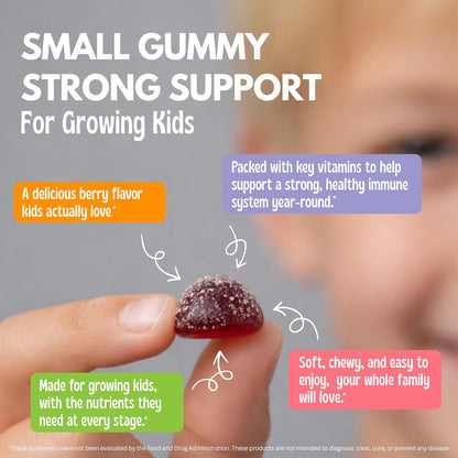 Viteey Children's Multivitamin Gummies with Probiotics – Immune Support Supplement for Kids – Berry Flavour – 60 Gummies
