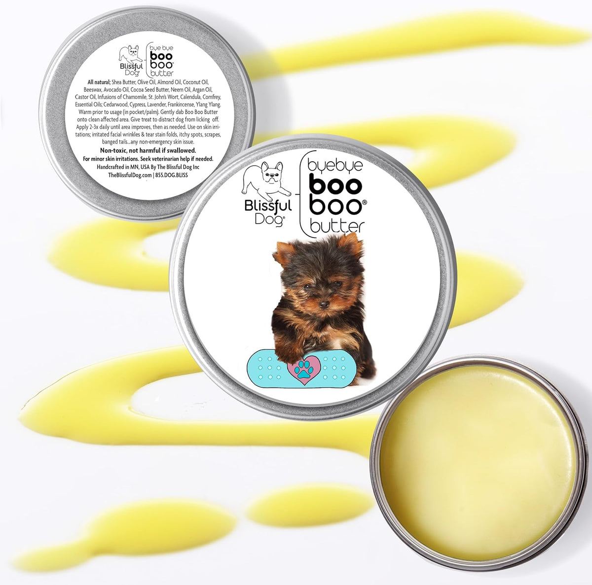 The Blissful Dog 2 oz (56 g) Tin Yorkshire Terrier Booboo Butter - görsel 2