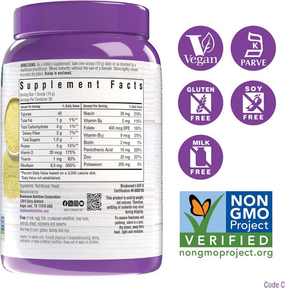 BlueBonnet Nutrition Non-Bitter Nutritional Yeast Flakes – Plant-Based Protein, B Vitamins & Vitamin D – Non-GM, Vegan, Kosher, Gluten-Free, Soya-Free – 300 g (30 Servings)