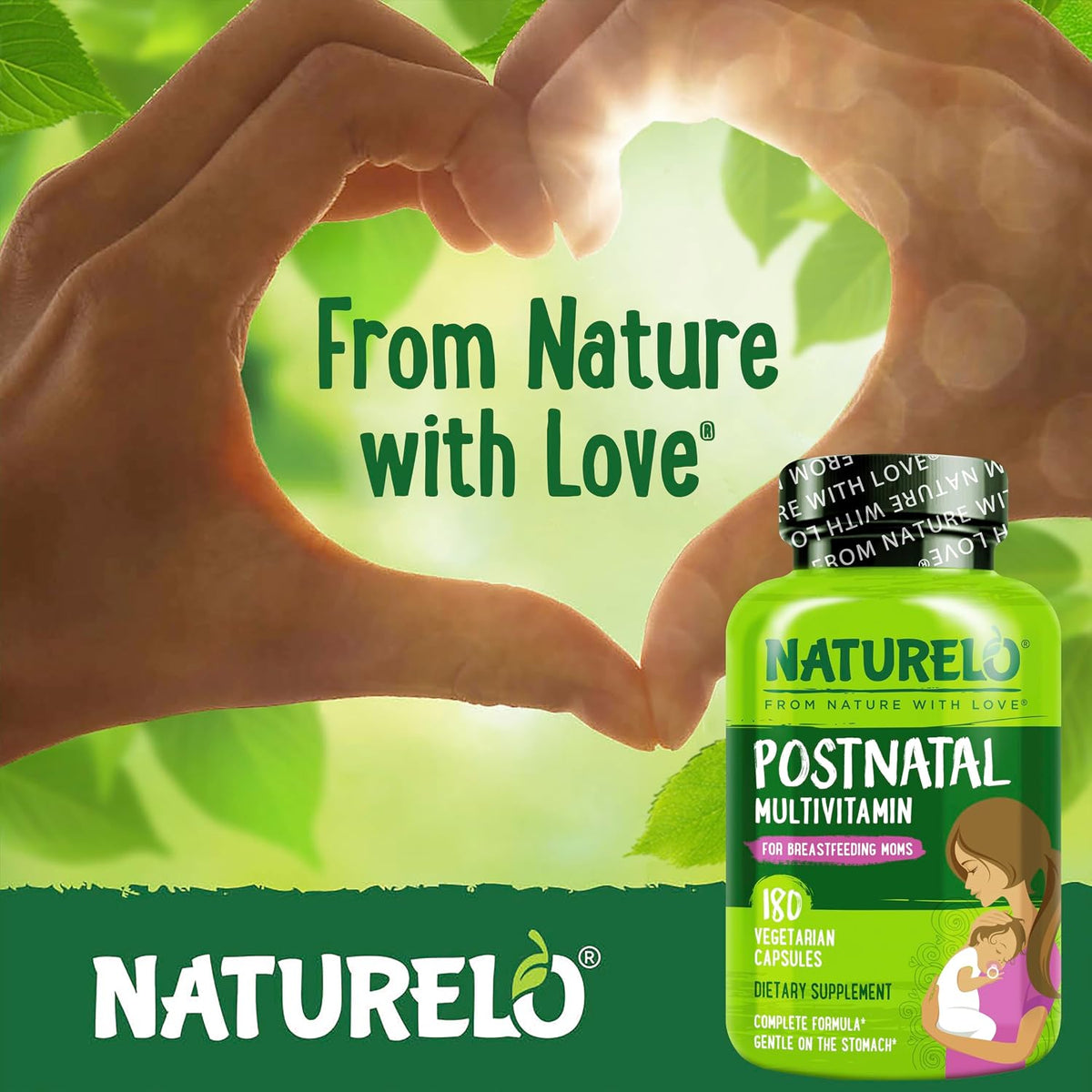 NATURELO Postnatal Multivitamin - Supplement for Breastfeeding Women - Plant-Based Vitamin D, Folate, Gentle Iron - 180 Capsules (Pack of 2) - görsel 6