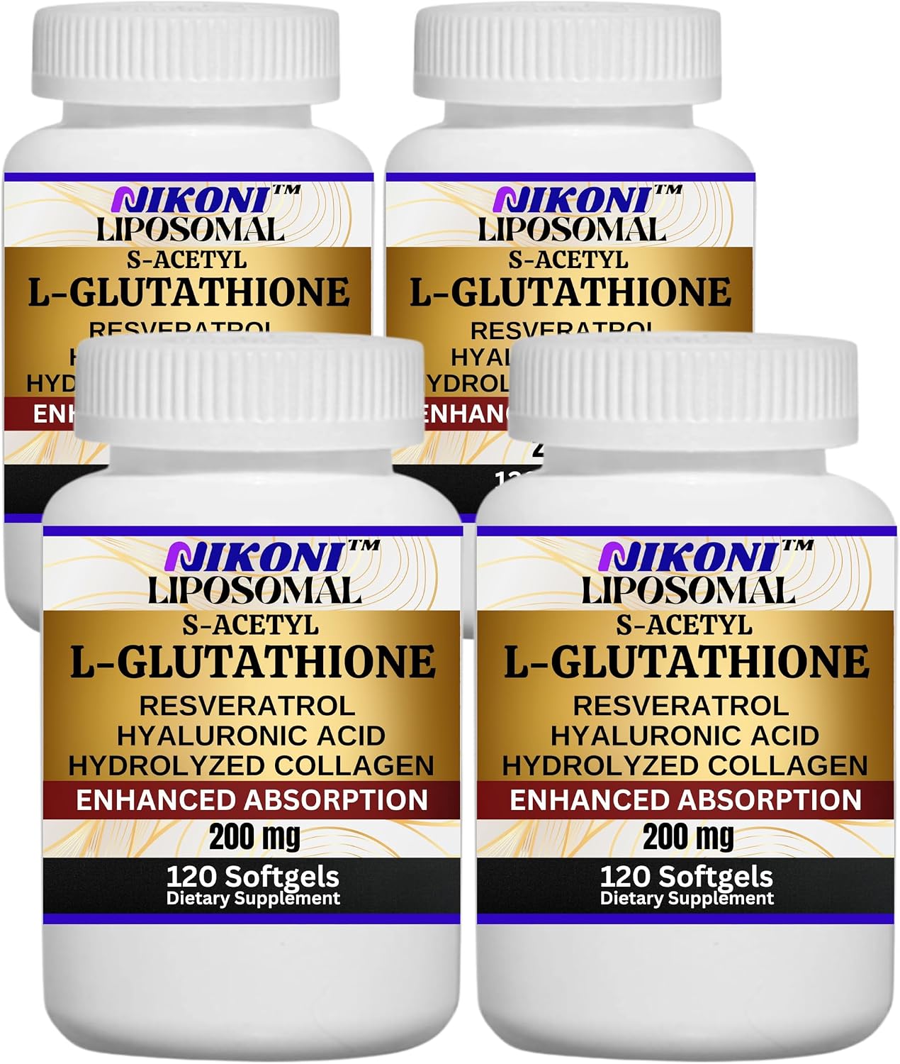 Nikoni Liposomal S-Acetyl L-Glutathione, Resveratrol, Hyaluronic Acid & Collagen - 500mg, 120 Capsules - görsel 10