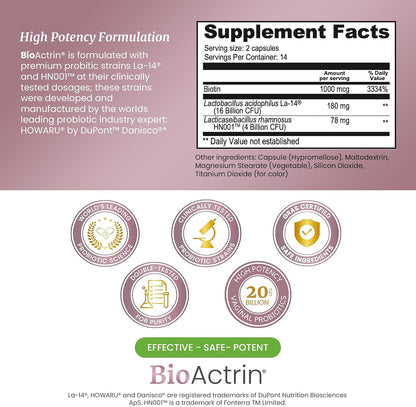 SIGNIFY NATURE Bioactrin Vaginal Probiotics – Support for Vaginal Balance – 28 Capsules