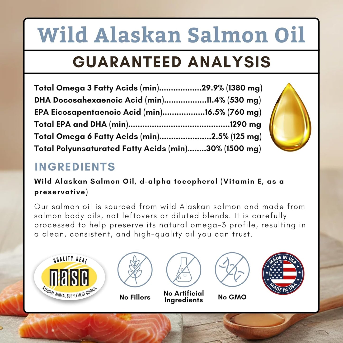 Wholistic Pet Organics Wild Alaskan Salmon Oil for Dogs and Cats – Omega-3 Fish Oil Supplement – 4 oz (118 ml) - görsel 6