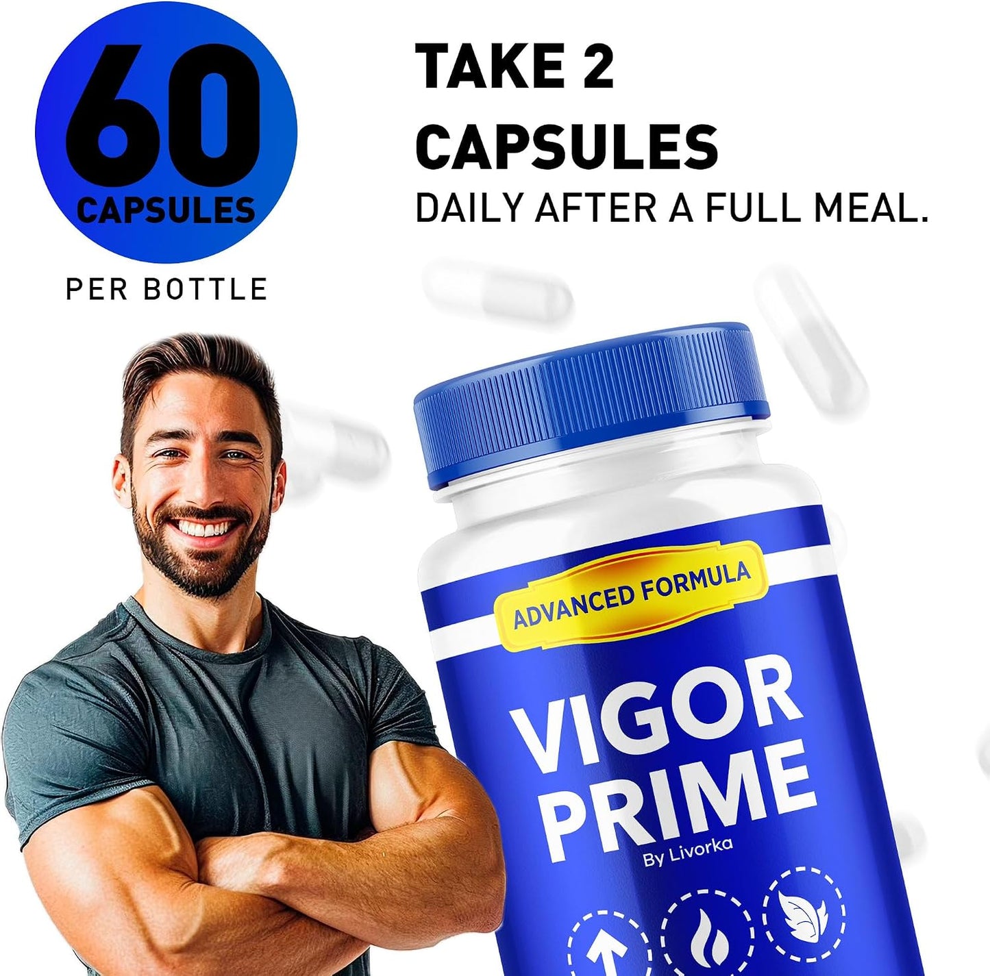 Vigour Prime Capsules, Official VigorPrime for Men Food Supplement Advanced Premium Formula - All Natural, 60 Capsules for 1 Month - görsel 4