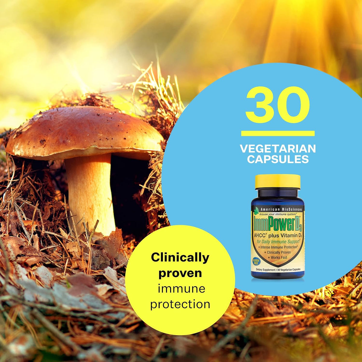 American BioSciences ImmpowerD3 AHCC + Vitamin D3, 30 Capsules - görsel 3
