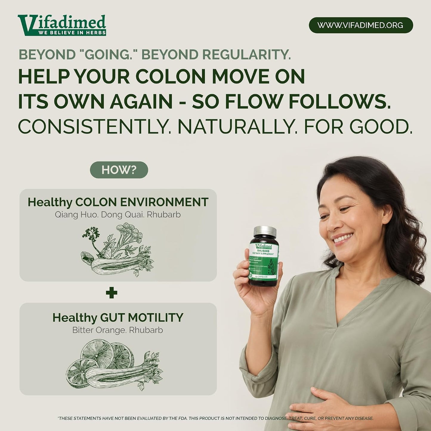 VIFADIMED Rhubarb Bowel Movement Support – 45 Capsules - görsel 4