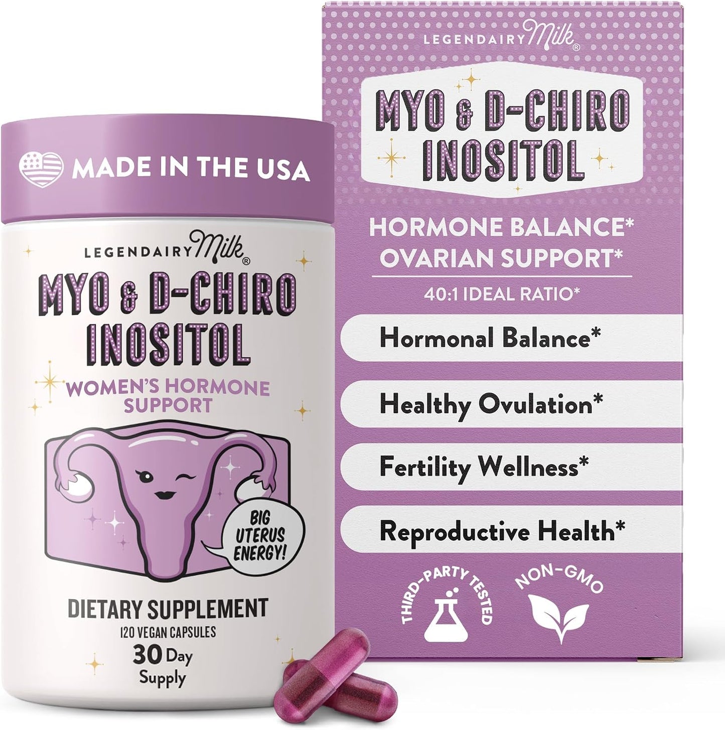 Legendairy Milk Myo-Inositol & D-Chiro Inositol 40:1 Ratio Vegan Capsules, 120 Capsules - görsel 1