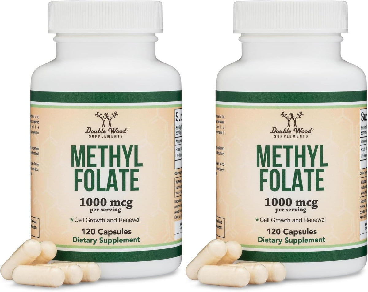 Methylfolate 1,000 mcg, 120 Capsules - Third-Party Tested Active Folate Food Supplement - görsel 6