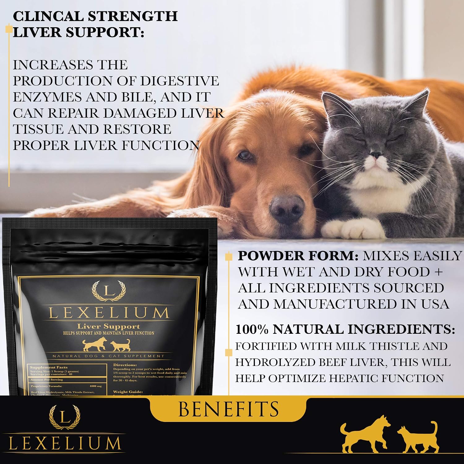 Lexelium Liver Support Supplement for Dogs and Cats – Milk Thistle & Natural Ingredients Powder, 200g - görsel 3