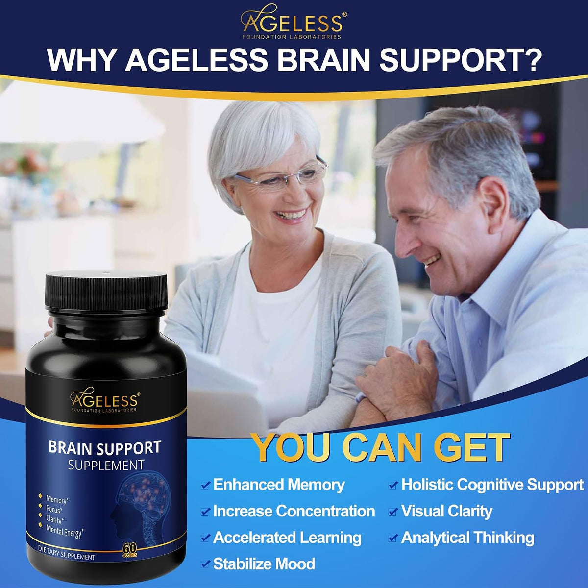Ageless Brain Supplement for Memory and Focus, 60 Capsules - görsel 7