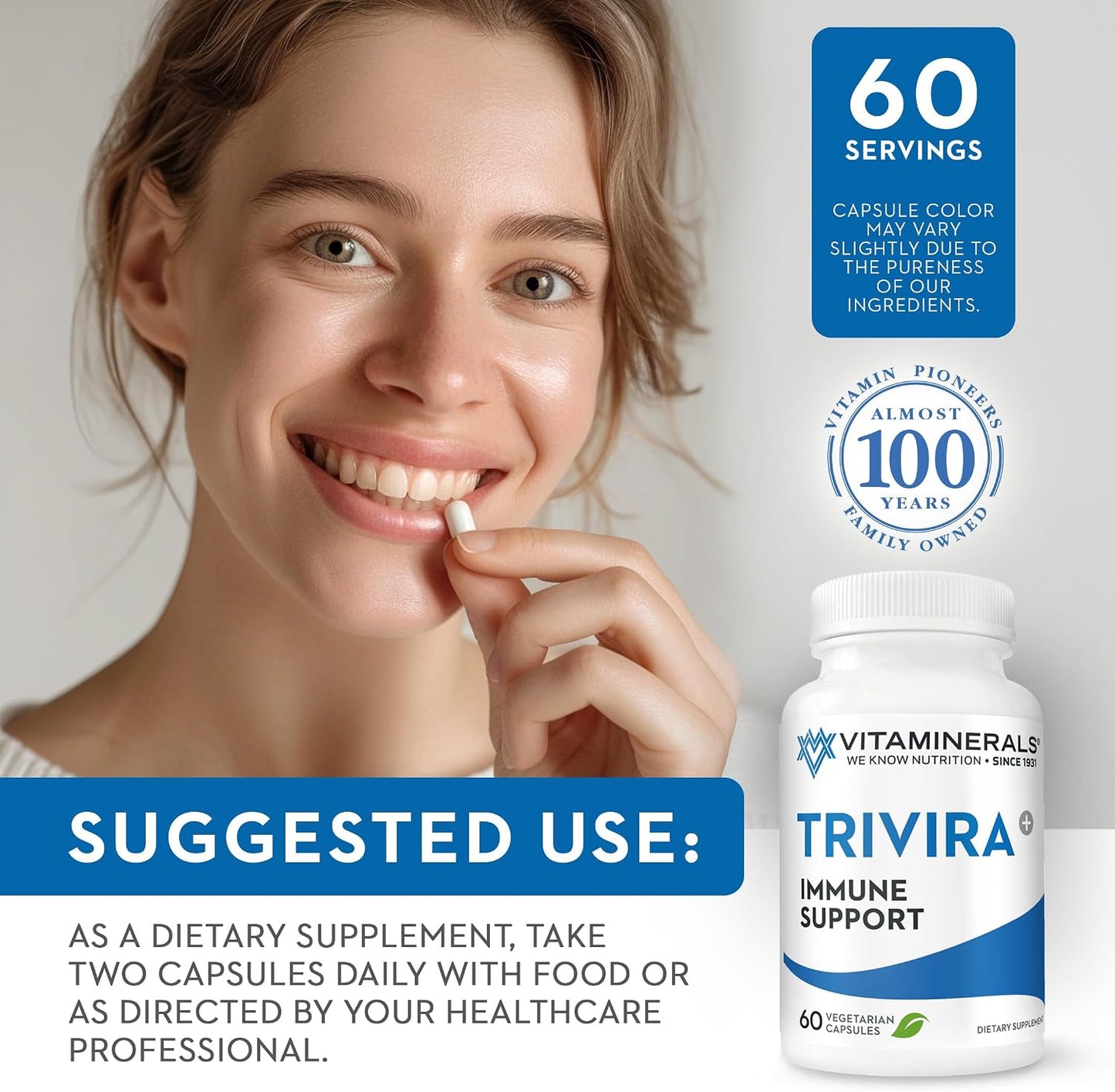 Vitaminerals® TRIVIRA | Vitamin C | Vitamin D3 | Zinc | Herbs | Prebiotics | 60 Vegetable Capsules - görsel 6