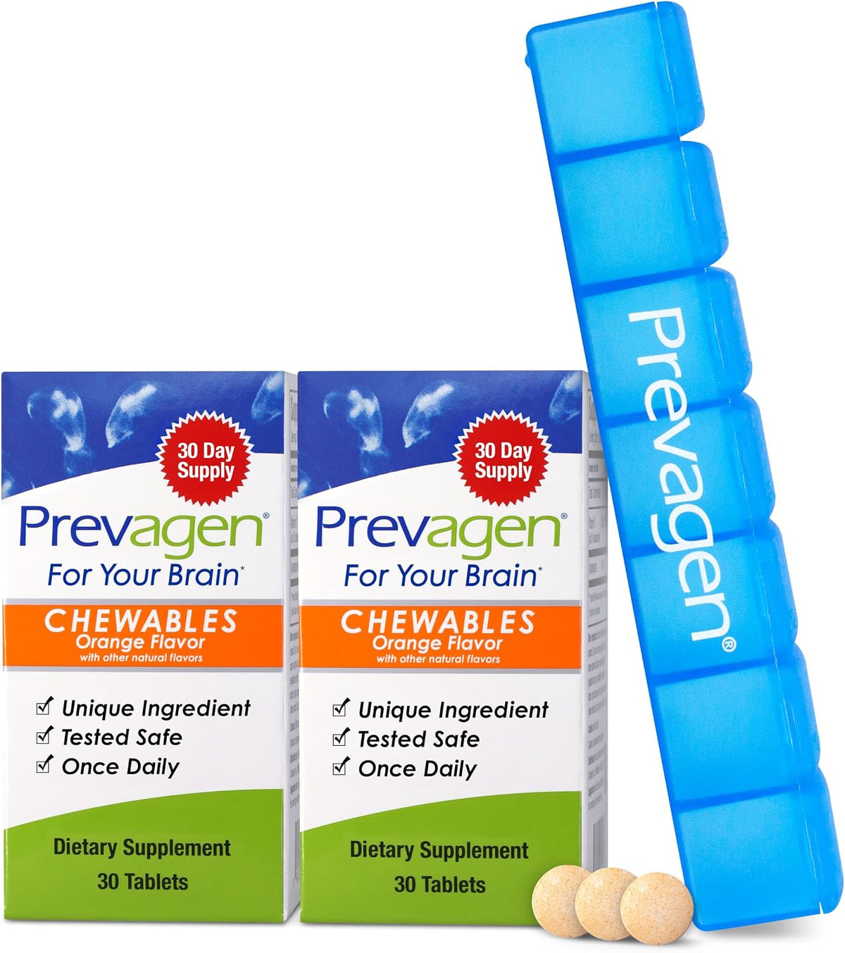 Prevagen Regular Strength Orange Chewable Tablets - 60 Tablets (2 Month Supply) - Brain Health Supplement with Apoaequorin & Vitamin D3 - görsel 1