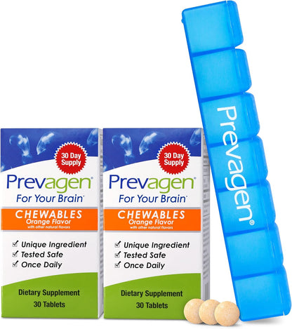 Prevagen Regular Strength Orange Chewable Tablets - 60 Tablets (2 Month Supply) - Brain Health Supplement with Apoaequorin & Vitamin D3