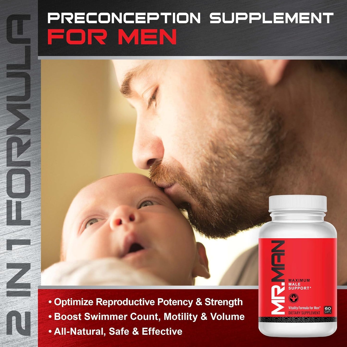 Mr. Man Support – Male Fertility Supplement for Sperm Health, Count and Motility – All-natural Formula with Vitamins, Minerals and Antioxidants – Supports Reproductive Health and Hormonal Balance - görsel 5