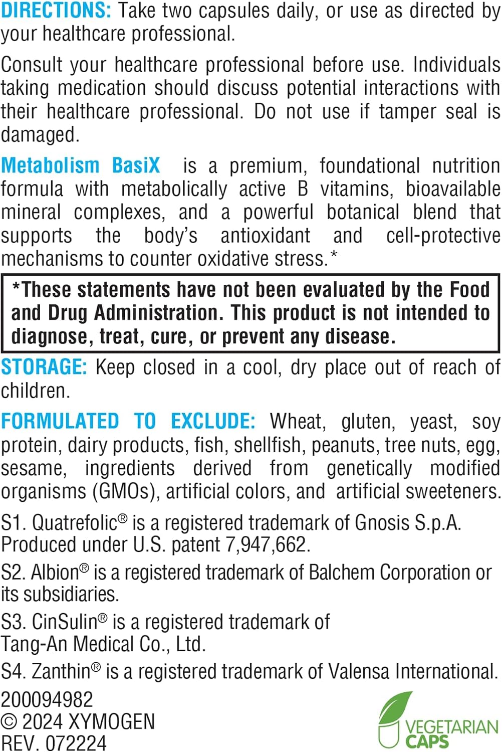 XYMOGEN Metabolism BasiX - Multivitamin, Mineral & Herbal Formula - görsel 6