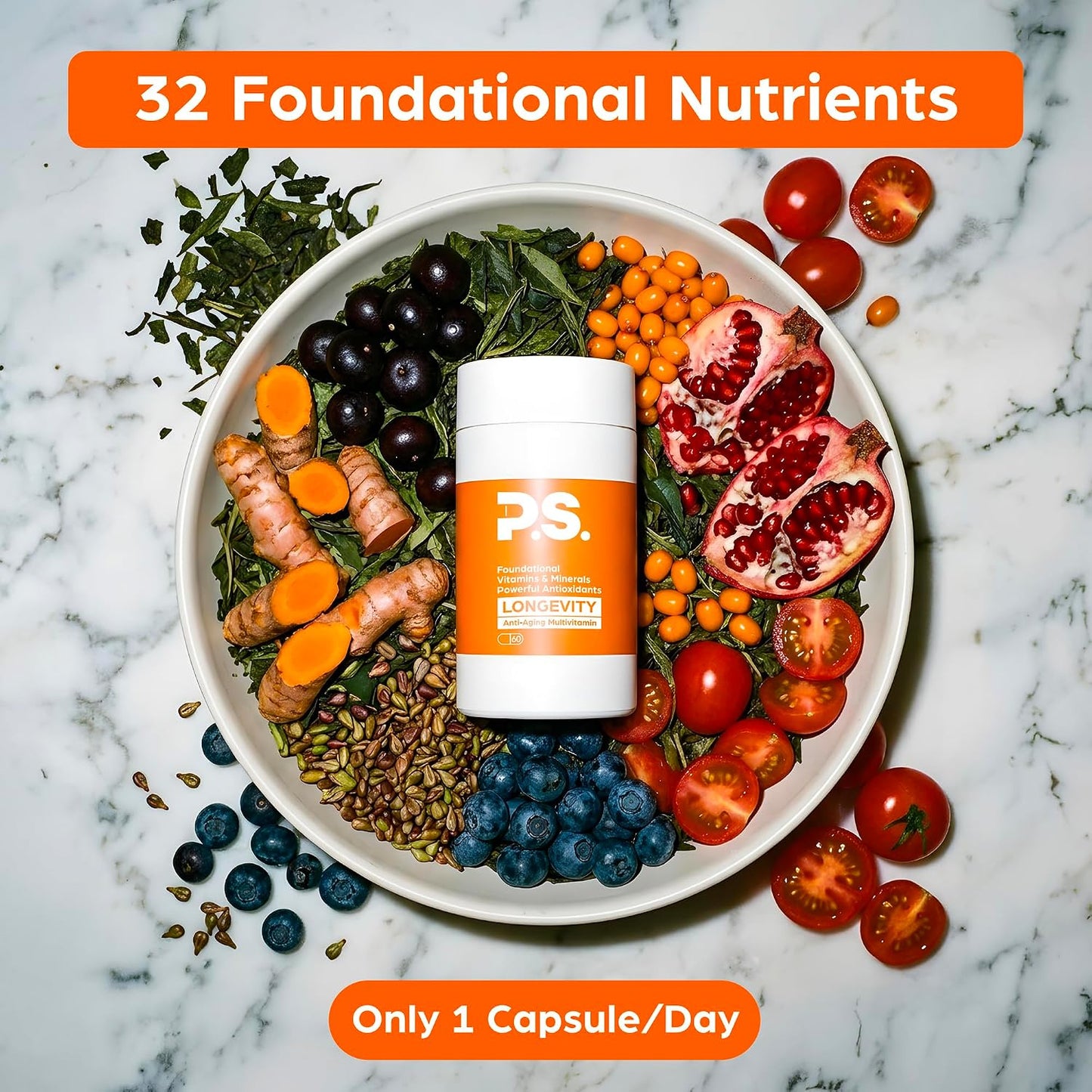 PS Longevity Supplements – Methylated Multivitamin for Men and Women with B Vitamins, Nicotinamide Riboside, CoQ10, Resveratrol, ALA – Antioxidant Defence (2 Month Supply) - görsel 4
