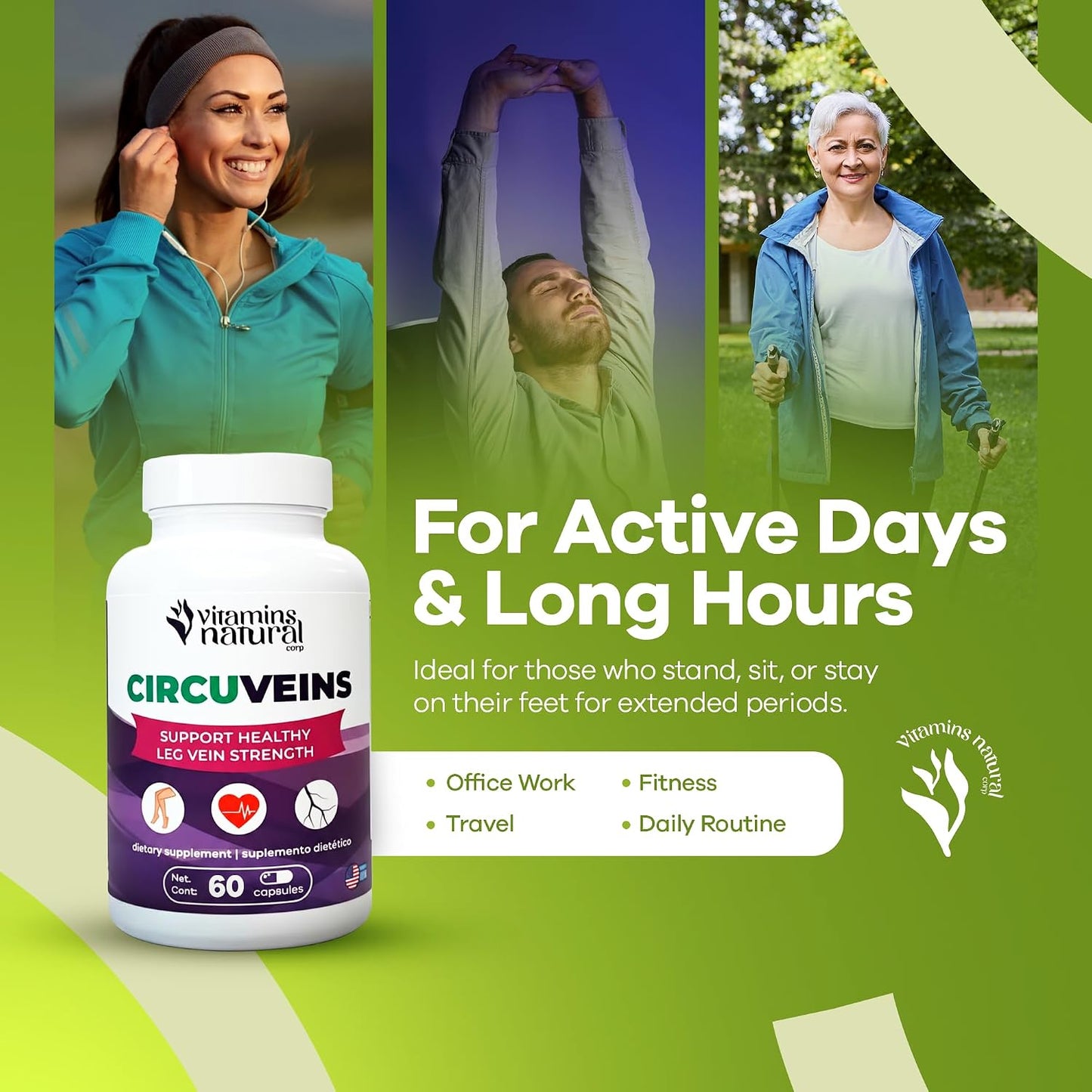 CircuVeins Circulation Support Supplement – Leg & Vein Health with Horse Chestnut, Gotu Kola, Butcher’s Broom & Grape Seed – 60 Capsules - görsel 4