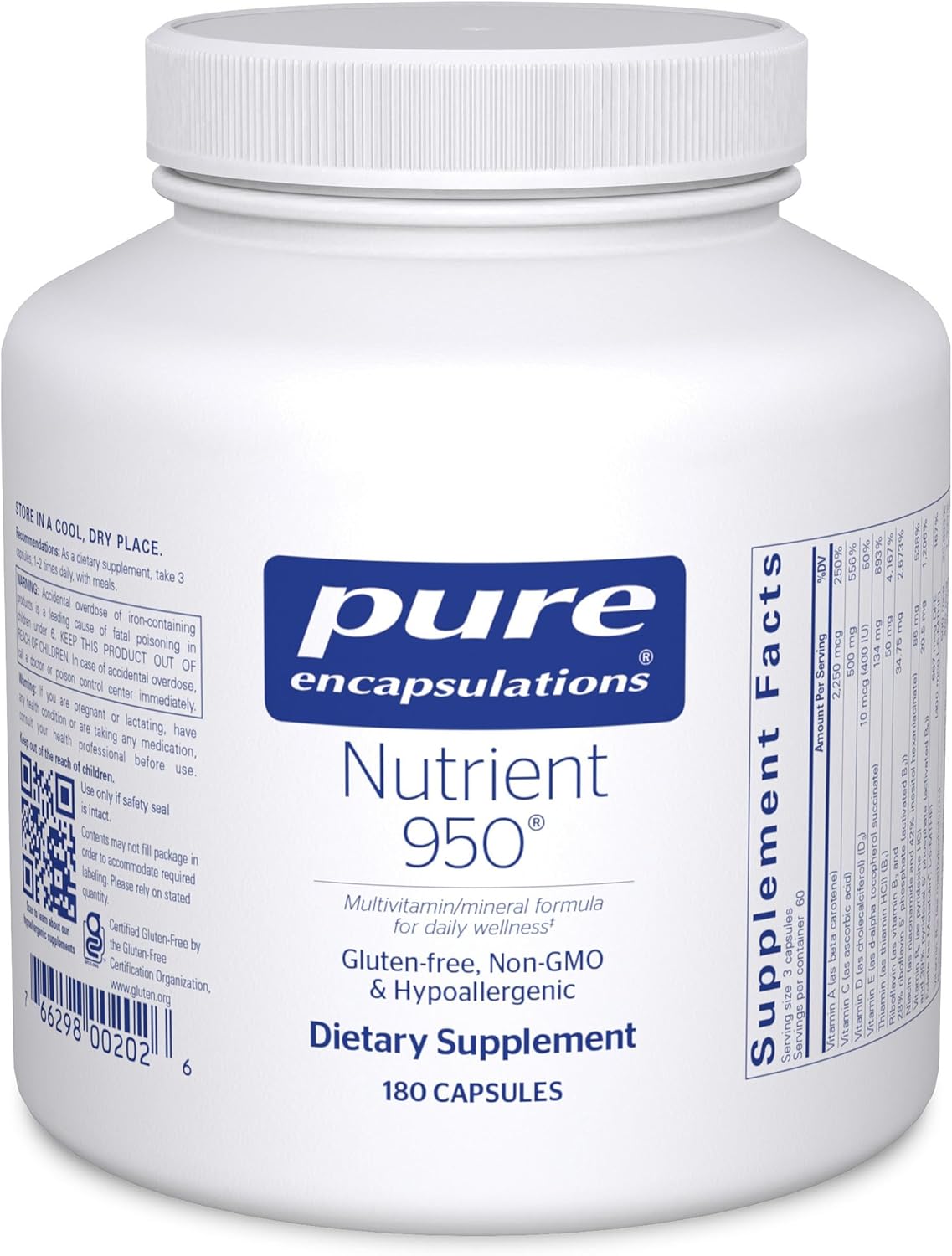 Pure Encapsulations Nutrient 950 | Hypoallergenic Multivitamin Mineral Supplement with Metafolin® - görsel 1