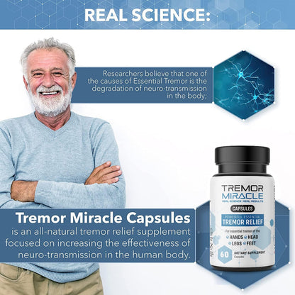 Real Science Tremor Support Capsules – Tremor Relief Supplement with GABA and Vitamins for Nervous System Support – Made in USA, 60 Capsules
