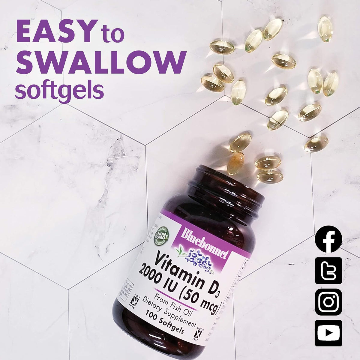 Bluebonnet Nutrition Vitamin D3 400 IU - 100 Softgels - görsel 4