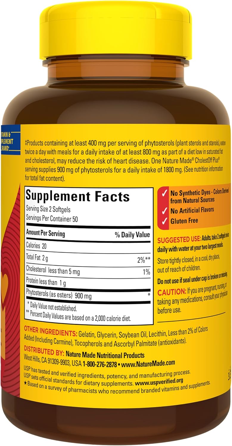 Nature Made CholestOff Plus, Dietary Supplement for Heart Health Support, 100 Softgels - görsel 8