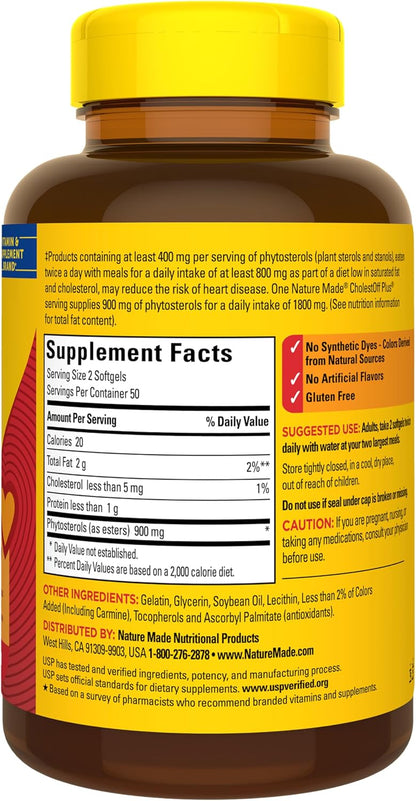 Nature Made CholestOff Plus, Dietary Supplement for Heart Health Support, 100 Softgels