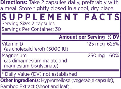 NAOMI Activated Vitamin D3 5000 IU + Magnesium 250mg - Supports Bone Strength, Immune Health and Muscle Relaxation