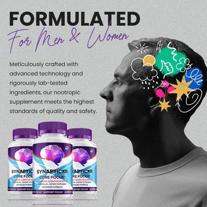 SynapticXR Brain Supplement Capsules – Synaptic XR All-Natural Maximum Strength Formula for Focus Pills, SynapticXR Support and Reviews (1 Pack – 60 Capsules)