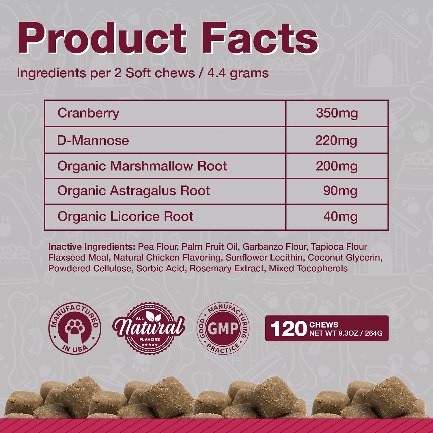 Pawlife Cranberry Supplements for Dogs | Urinary Tract and Bladder Support | D-Mannose and Antioxidants | 120 Veterinarian-Formulated Soft Chews - görsel 6
