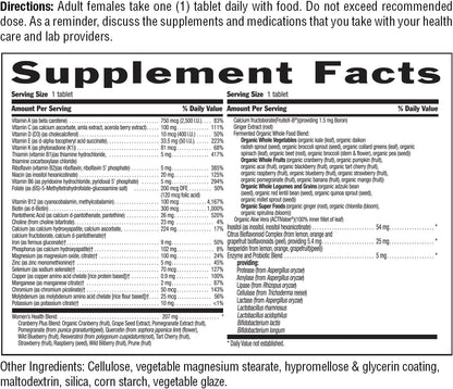 Country Life Women's Core 1 Daily Multivitamin with Iron, Cranberry, Probiotics, and Digestive Enzymes, 60 Tablets