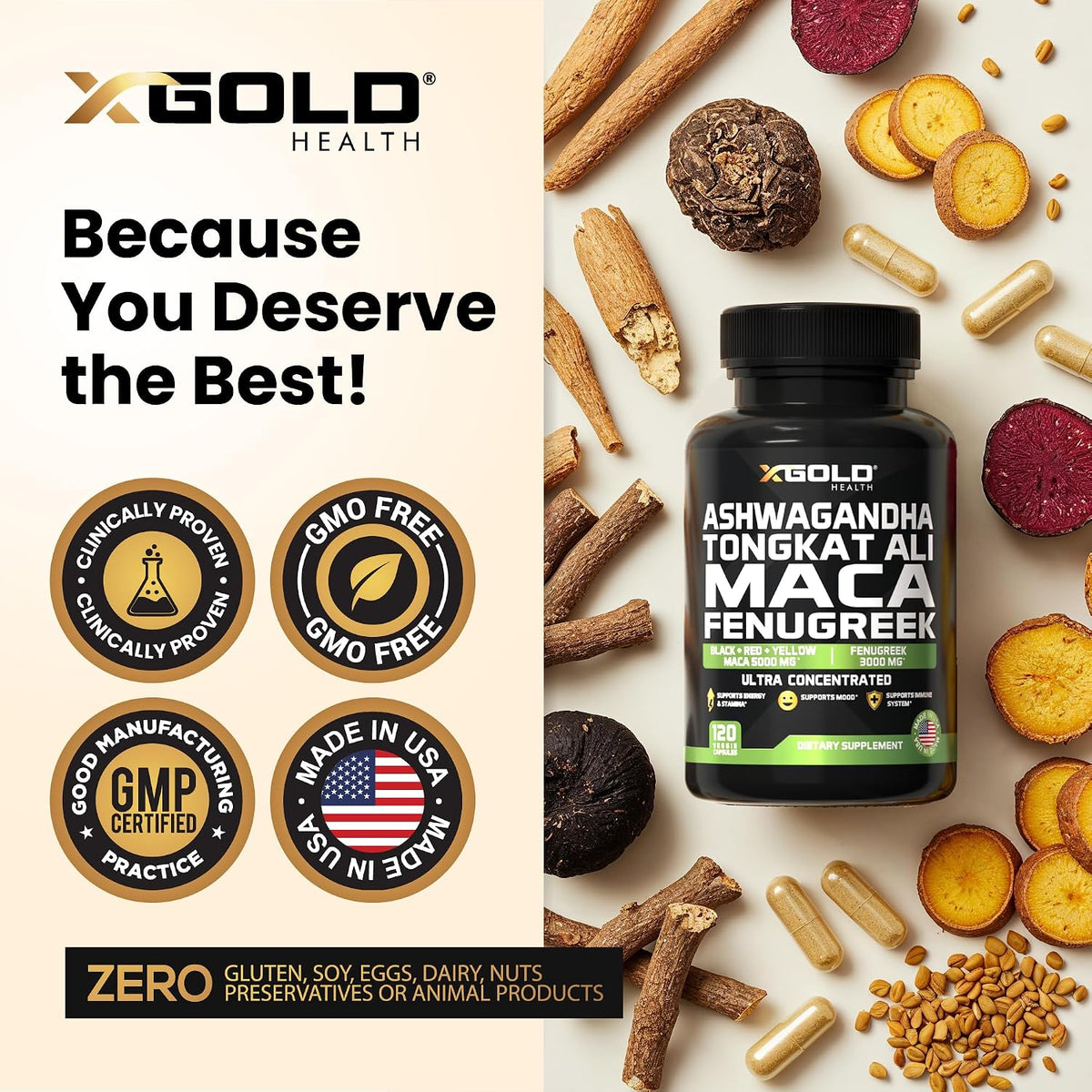Ashwagandha 30:1 + Tongkat Ali 50:1 + Maca – Mental Clarity: The adaptogenic properties may support focus, – Image 5