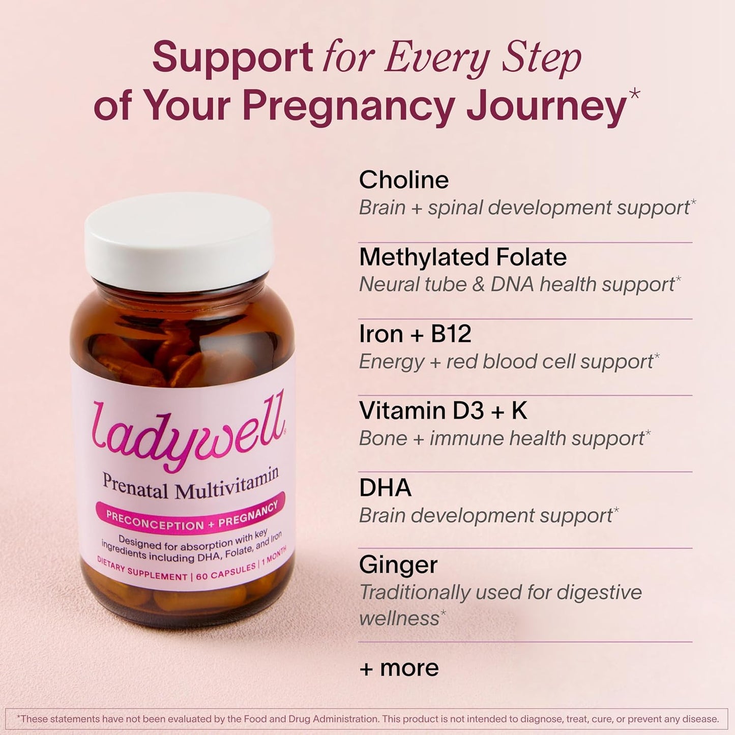 Ladywell Prenatal Multivitamin – DHA, Folate & Iron – 60 Capsules - görsel 4