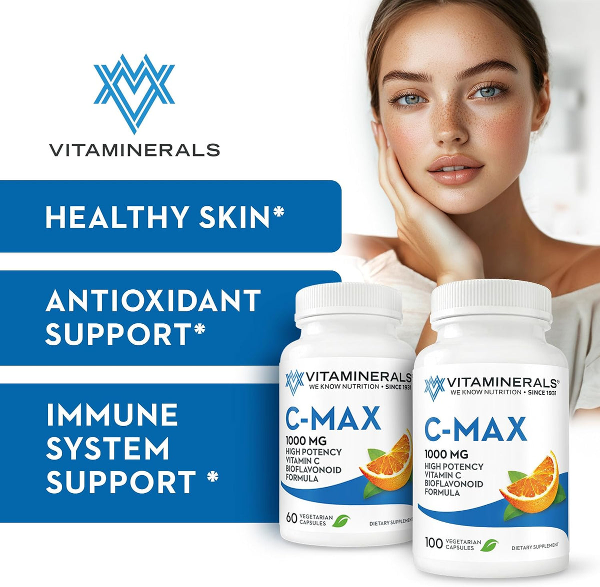 Vitaminerals C MAX Antioxidant Support 1,000 mg Vitamin C with Bioflavonoids - Vegetarian Capsules (60 Capsules) - görsel 4
