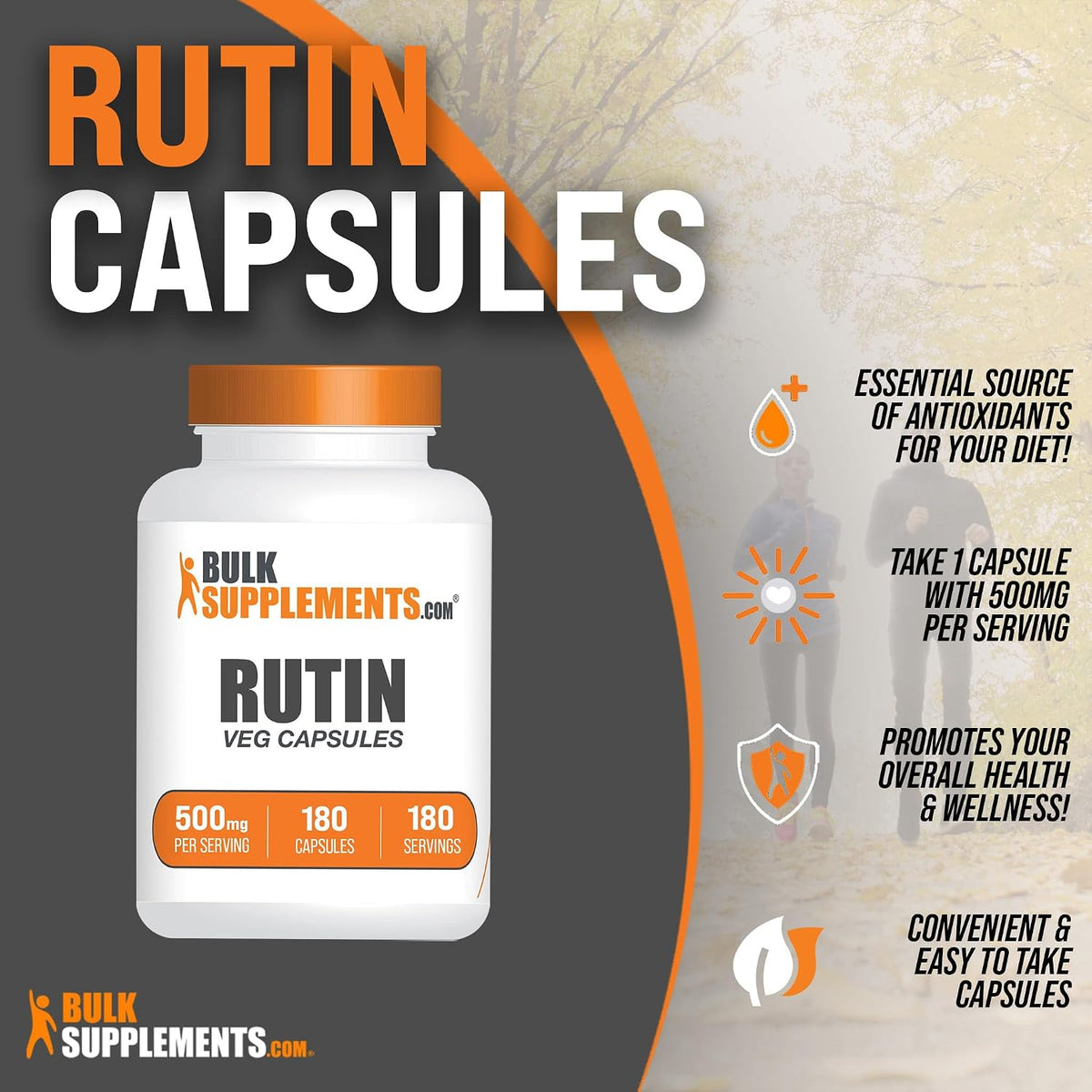 BulkSupplements.com Rutin 500mg Capsules – 180 Veg Capsules - görsel 3