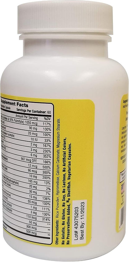 Multivitamin - No Vitamin K - Safe for People on Blood Thinners - 60 Capsules (2 Months Supply)