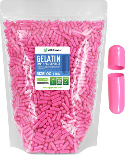 XPRS Nutra Size 00 Empty Capsules - 5000 Count (Pink)
