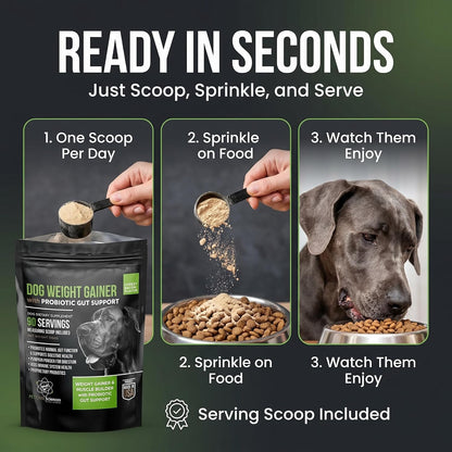 Dog Weight Gainer with Probiotic Digestive Support – 90 Servings