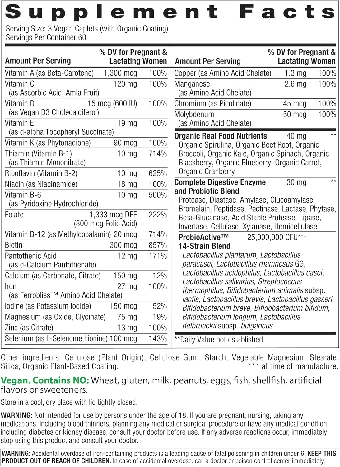 Rainbow Light Prenatal + Multivitamin - 180 Vegan Caplets - görsel 2