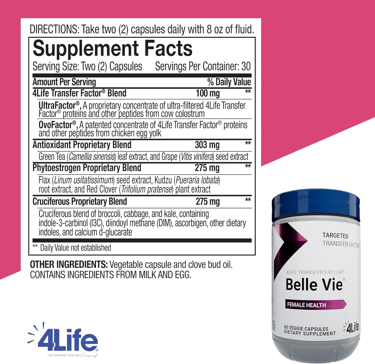 4Life Transfer Factor Belle Vie Women's Hormone Support, 60 Veggie Capsules - görsel 2