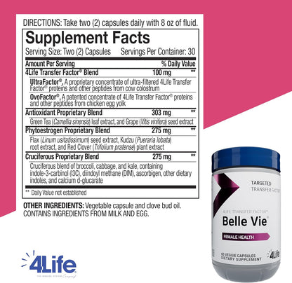 4Life Transfer Factor Belle Vie Women's Hormone Support, 60 Veggie Capsules