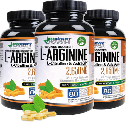 MAX 2650mg Nitric Oxide Booster with L-Arginine, L-Citrulline, and Astragin - Time Release Formula