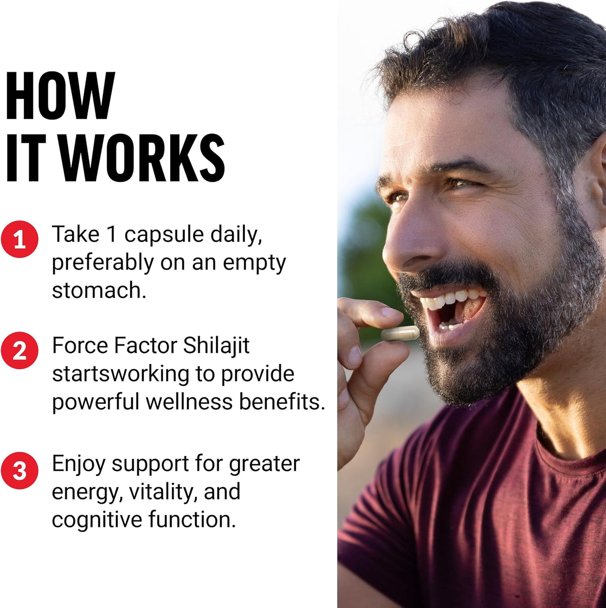 Force Factor Shilajit Supplement, Shilajit for Men and Women to Support Energy and Brain Health, Pure Natural Shilajit, Premium Quality, Vegan, Non-GM, 60 Capsules - görsel 4