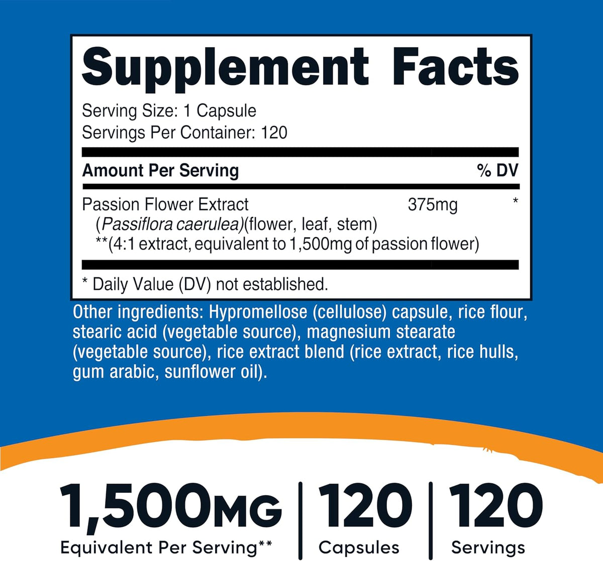 Nutricost Passion Flower Extract - 375mg 4:1 Extract, 120 Capsules - Gluten-free, Non-GMO, Vegetarian Friendly - görsel 2